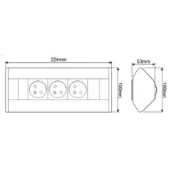 Unutarnja utičnica CORNER FRENCH 3x 230V / Crna - aluminij