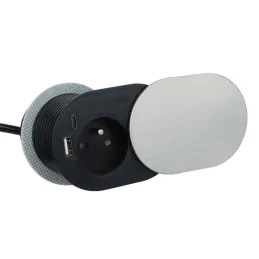 Električna utičnica SLIDE 1x230V + 2xUSB FRANCUSKA / Nehrđajući čelik