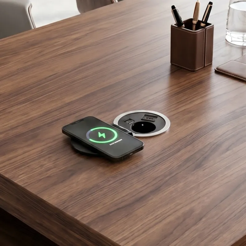Unutarnja utičnica za stol LUPO FRENCH 1x230V + USB A/C - Crna