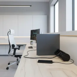 Električna utičnica OFFICE 3x230V + 1xUSB C+A FRANCUSKA / Crna mat