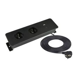 Električna utičnica EUROBOX 2x230V + 1xUSB C+A FRANCUSKA / Crna mat