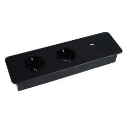 Električna utičnica EUROBOX 2x230V + 1xUSB C+A SCHUKO / Crna mat