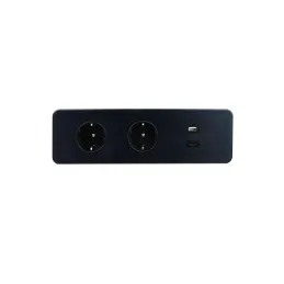 Električna utičnica EUROBOX 2x230V + 1xUSB C+A SCHUKO / Crna mat