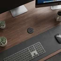 Unutarnja 2 x USB A-C punjač za stol 25mm PLUGY / Crna mat
