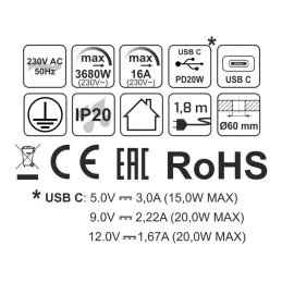 Unutarnja utičnica ALPHA BOX FRENCH 1x230V + USB C / Crna mat