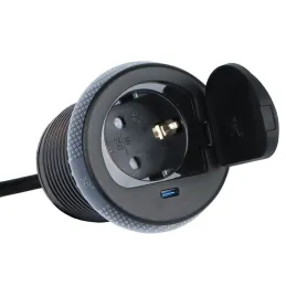 Unutarnja utičnica ALPHA BOX SCHUKO 1x230V + USB C / Crna mat