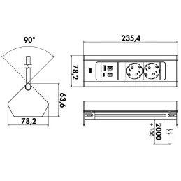 Unutarnja utičnica Bachmann Casia 2 FRENCH 3x 230V / Aluminij
