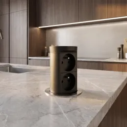 Izvlačna električna utičnica Elevator NOVO 2x230V FRANCUSKA / Nehrđajući čelik