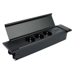 Unutarnja utičnica SLIM BOX SCHUKO 3x 230V + USB / Crna mat