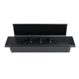 Unutarnja utičnica SLIM BOX SCHUKO 3x 230V + USB / Crna mat