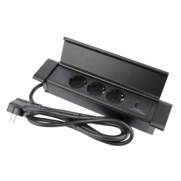 Unutarnja utičnica SLIM BOX SCHUKO 3x 230V + USB / Crna mat