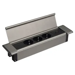 Unutarnja utičnica SLIM BOX SCHUKO 3x 230V + USB / Nehrđajući čelik