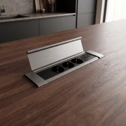 Unutarnja utičnica SLIM BOX SCHUKO 3x 230V + USB / Nehrđajući čelik