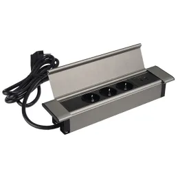 Unutarnja utičnica SLIM BOX SCHUKO 3x 230V + USB / Nehrđajući čelik
