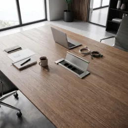 Unutarnja utičnica SLIM BOX SCHUKO 3x 230V + USB / Nehrđajući čelik