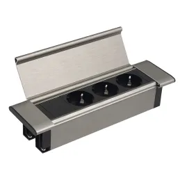 Unutarnja utičnica SLIM BOX SCHUKO 3x 230V / Nehrđajući čelik