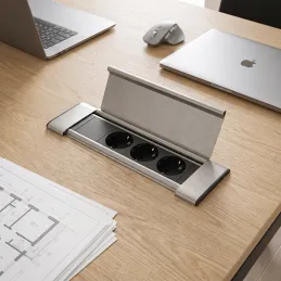 Unutarnja utičnica SLIM BOX SCHUKO 3x 230V / Nehrđajući čelik