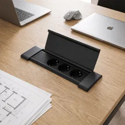 Unutarnja utičnica SLIM BOX SCHUKO 3x 230V / Crna mat