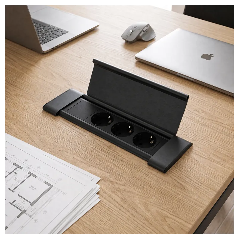 Unutarnja utičnica SLIM BOX SCHUKO 3x 230V / Crna mat