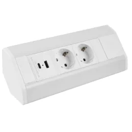 Unutarnja utičnica CORNER SCHUKO 2x 230V + USB A-C / Bijela mat