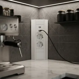 Unutarnja utičnica CORNER SCHUKO 2x 230V + USB A-C / Bijela mat