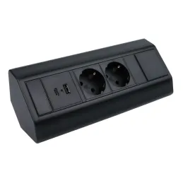 Unutarnja utičnica CORNER SCHUKO 2x 230V + USB A-C / Crna mat