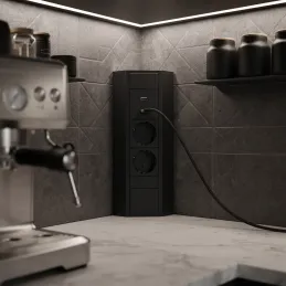 Unutarnja utičnica CORNER SCHUKO 2x 230V + USB A-C / Crna mat