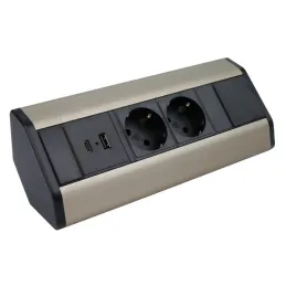 Unutarnja kutna utičnica CORNER SCHUKO 2x 230V + USB A-C / Nehrđajući čelik