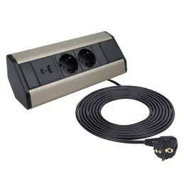 Unutarnja kutna utičnica CORNER SCHUKO 2x 230V + USB A-C / Nehrđajući čelik