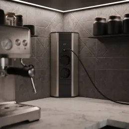 Unutarnja kutna utičnica CORNER SCHUKO 2x 230V + USB A-C / Nehrđajući čelik
