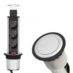 Izvlačna električna utičnica ASTRA 3x230V SCHUKO / Aluminij