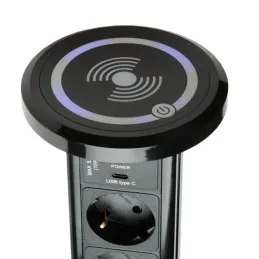 Automatska izvlačiva električna utičnica ASTRA SCHUKO 3x230V + 2xUSB A-C / Crna