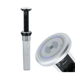 Automatska izvlačiva električna utičnica ASTRA SCHUKO 3x230V + 2xUSB A-C / Aluminij