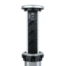 Automatska izvlačiva električna utičnica ASTRA SCHUKO 3x230V + 2xUSB A-C / Aluminij