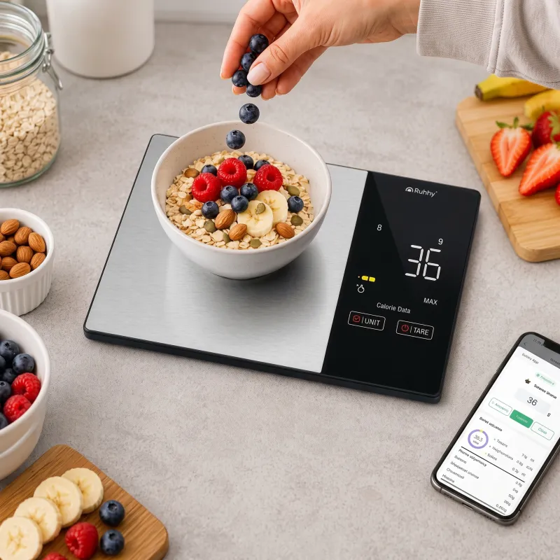 Kuhinjska digitalna vaga s aplikacijom FIT BODY / Crna