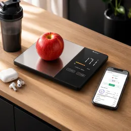 Kuhinjska digitalna vaga s aplikacijom FIT BODY / Crna