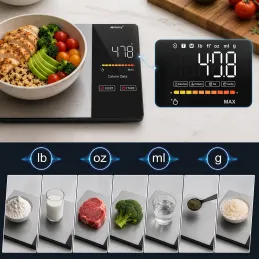 Kuhinjska digitalna vaga s aplikacijom FIT BODY / Crna