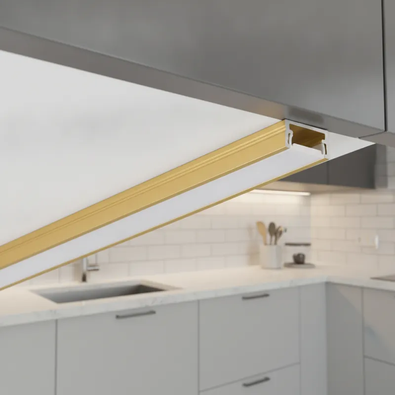 Aluminijska letvica ZARIA za LED osvjetljenje s mliječnim poklopcem / Zlatna