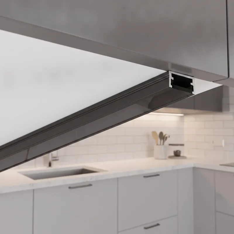 Aluminijska letvica ZARIA za LED osvjetljenje s crnim poklopcem / Crna mat