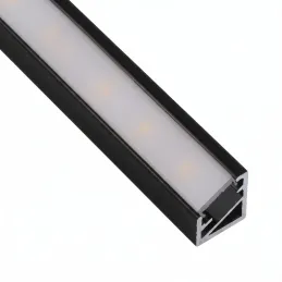 Kutna aluminijska letvica ZARIA za LED rasvjetu s mliječnim poklopcem / Crna mat