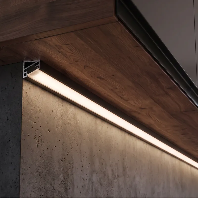 Kutna aluminijska letvica ZARIA za LED rasvjetu s mliječnim poklopcem / Crna mat