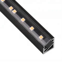 Kutna aluminijska letvica ZARIA za LED rasvjetu s prozirnim pokrovom / Crna mat