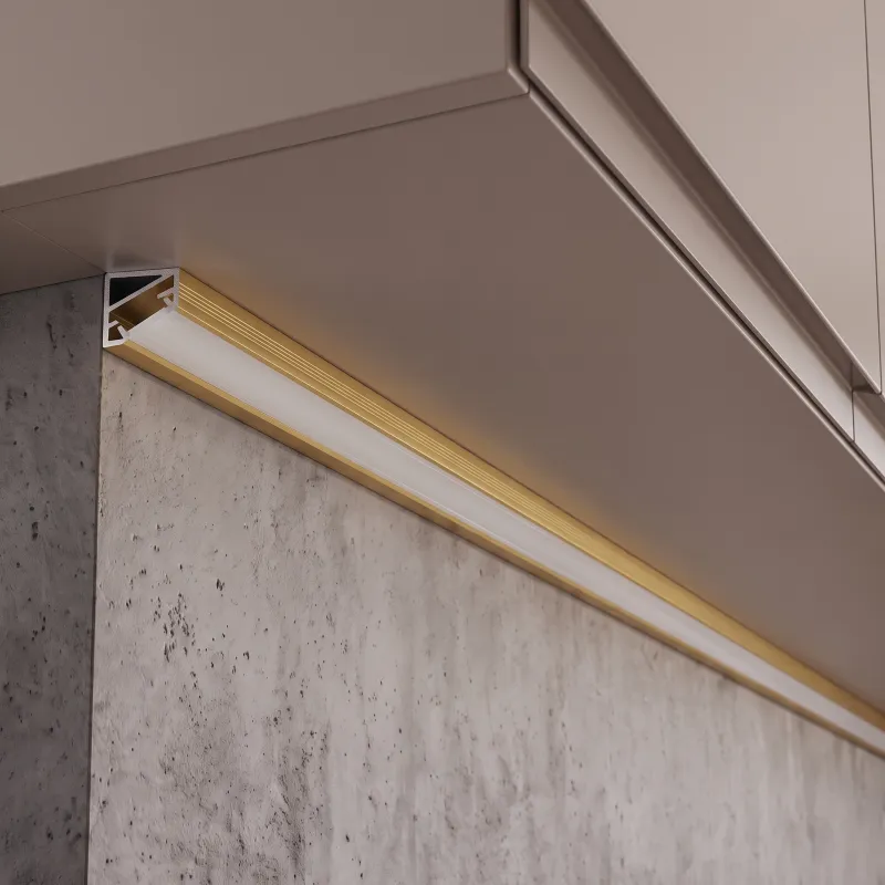 Kutna aluminijska letvica ZARIA za LED rasvjetu s mliječnim pokrovom / Zlatna