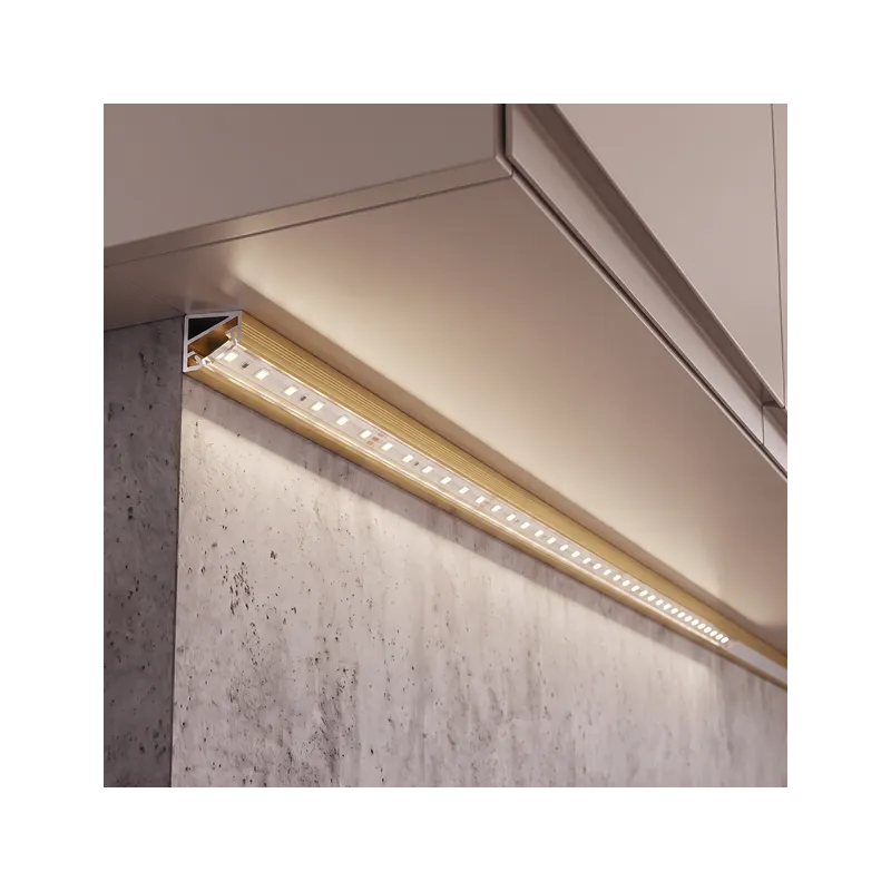 Kutna aluminijska letvica ZARIA za LED osvjetljenje s prozirnim poklopcem / Zlatna