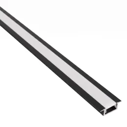 Zatvorna aluminijska letvica ZARIA za LED rasvjetu s mliječnim pokrovom / Crna mat
