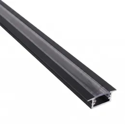 Zatvorena aluminijska letvica ZARIA za LED rasvjetu s prozirnim pokrovom / Crna mat