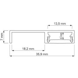 Aluminijska letvica za LED osvjetljenje postolja ARIANA s mliječnim pokrovom / Aluminij