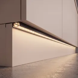 Aluminijska letvica za LED osvjetljenje postolja ARIANA s prozirnim pokrovom / Crna mat