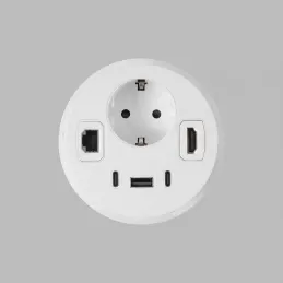 Utičnica za stol OFFICE SMART 80 SCHUKO 1x230V + USB A-C + HDMI + Rj45 / Bijela