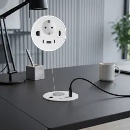 Utičnica za stol OFFICE SMART 80 SCHUKO 1x230V + USB A-C + HDMI + Rj45 / Bijela